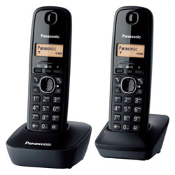 Telefon fara fir Panasonic Dect Twin KX-TG1612FXH, 2 receptoare, Caller ID, Negru
