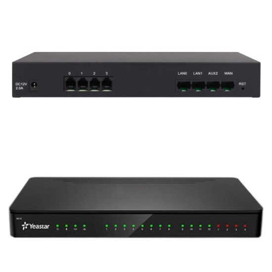 Pachet centrala telefonica 2/12  Yeastar S412 + Gateway 4FXS