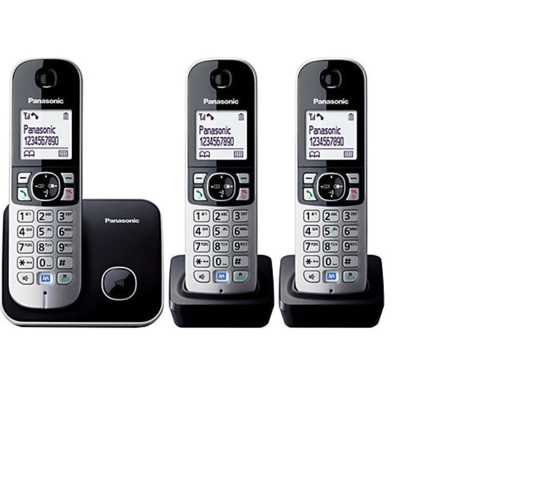 Telefon fara fir DECT Panasonic, 3 receptoare, Caller ID, Negru