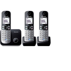 Telefon fara fir DECT Panasonic, 3 receptoare, Caller ID, Negru/Argintiu (KX-TG6812FXB + KX-TGA681FXB)