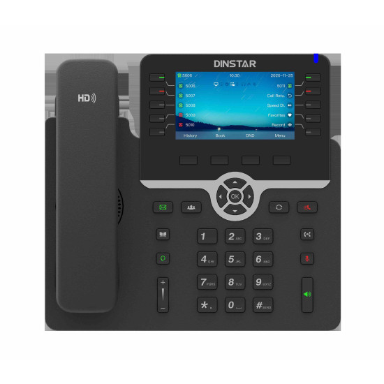 Telefon IP Dinstar C66G, 20 Conturi SIP, PoE, Negru