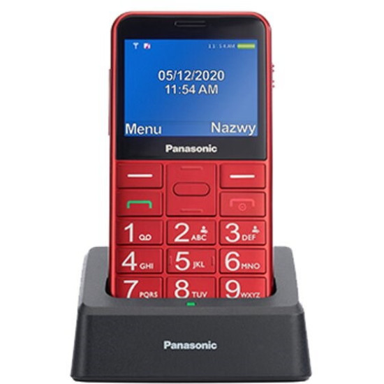 Telefon Mobil Panasonic KX-TU155 EXRN Single SIM, 2G, pentru seniori, buton SOS, Rosu